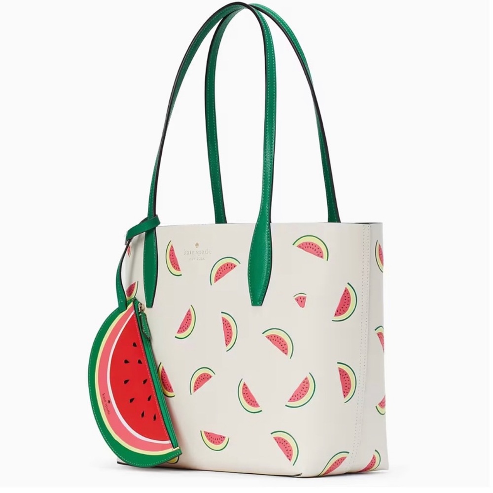 Kate Spade Watermelon Printed Small Reversible Tote with zip pouch 🍉